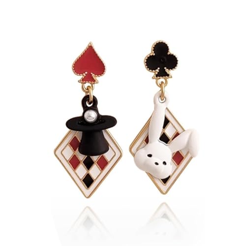 Queen of Heart Ohrringe Rot Herz Poker Ohrringe für Frauen Halloween Königin der Herzen Kostüm Zubehör, Metall Queen of Heart Ohrringe Rot Herz Poker Ohrringe für Frauen Halloween Königin der Herzen Kostüm Zubehör, Metall von Peraca Cris