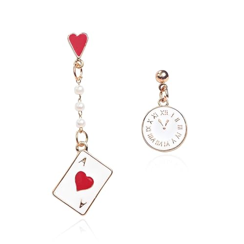 Queen of Heart Ohrringe Rot Herz Poker Ohrringe für Frauen Halloween Königin der Herzen Kostüm Zubehör, Metall Queen of Heart Ohrringe Rot Herz Poker Ohrringe für Frauen Halloween Königin der Herzen Kostüm Zubehör, Metall von Peraca Cris