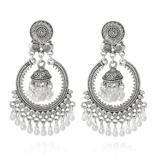 Traditionelle indische Jhumka-Ohrringe für Frauen, Kronleuchter, baumelnder, ethnischer Schmuck, Bollywood-Schmuck, Geschenke, handgefertigtes ethnisches Zubehör, Metall Traditionelle indische Jhumka-Ohrringe für Frauen, Kronleuchter, baumelnder, ethnischer Schmuck, Bollywood-Schmuck, Geschenke, handgefertigtes ethnisches Zubehör, Metall von Peraca Cris