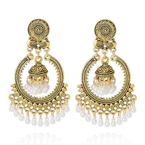 Traditionelle indische Jhumka-Ohrringe für Frauen, Kronleuchter, baumelnder, ethnischer Schmuck, Bollywood-Schmuck, Geschenke, handgefertigtes ethnisches Zubehör, Metall Traditionelle indische Jhumka-Ohrringe für Frauen, Kronleuchter, baumelnder, ethnischer Schmuck, Bollywood-Schmuck, Geschenke, handgefertigtes ethnisches Zubehör, Metall von Peraca Cris