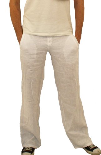 Perano 08139 Herren Leinen Hose Farbe Weiß Konfektionsgröße 52 Internationale Größe L weiß 52/L. von Perano