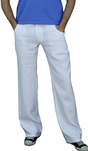 Perano 101-38 Herren Leinen Hose Farbe Weiß Konfektionsgröße 50 Internationale Größe M weiß 50/M. von Perano