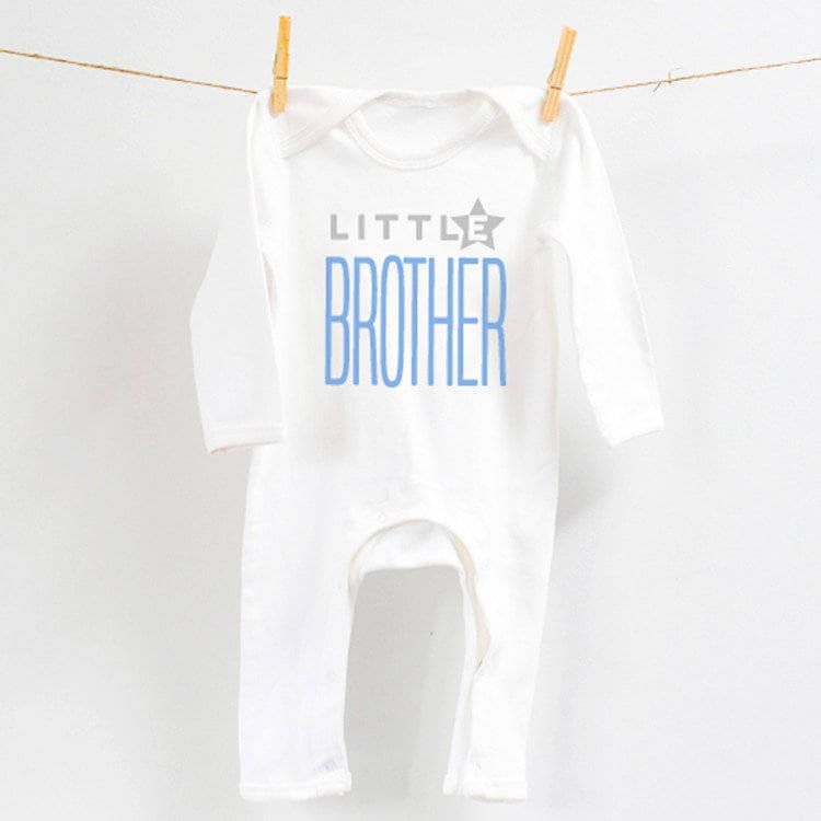 Baby Kleinkind Little Brother Weiß Blau Star Strampler von PercyandNellStore