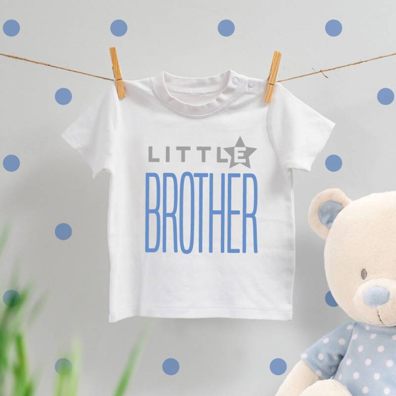 Baby Und Kinder Kleiner Bruder Weiß Blauer Stern T-Shirt von PercyandNellStore