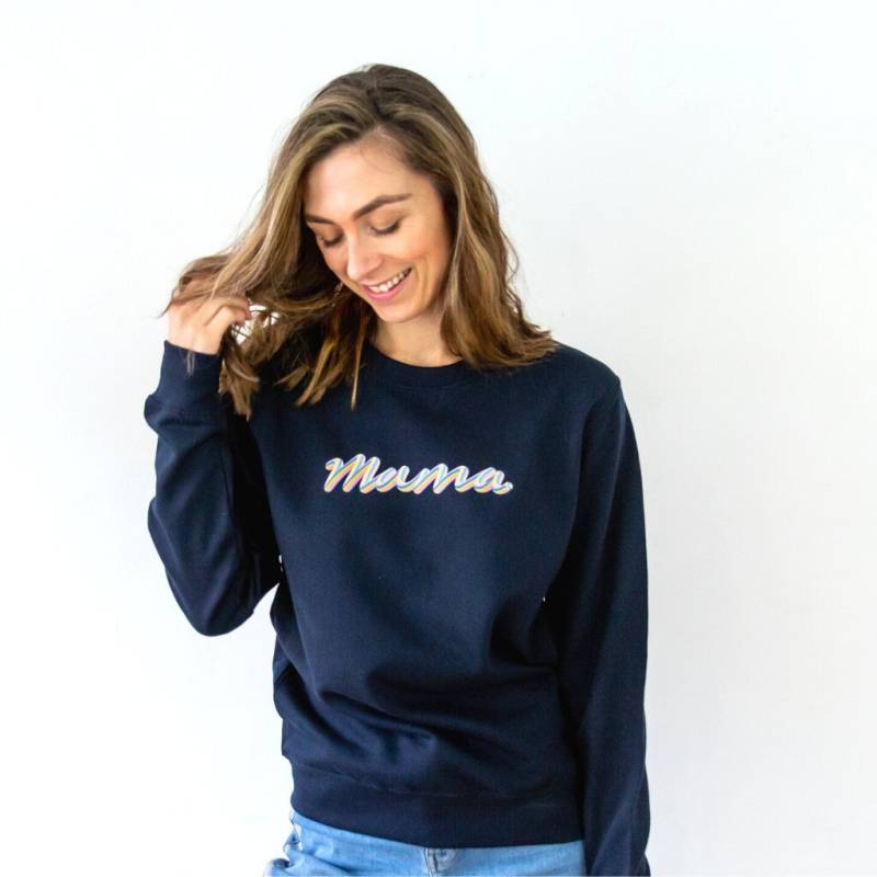 Frauen Mama Candy Cane Print Navy Sweatshirt von PercyandNellStore