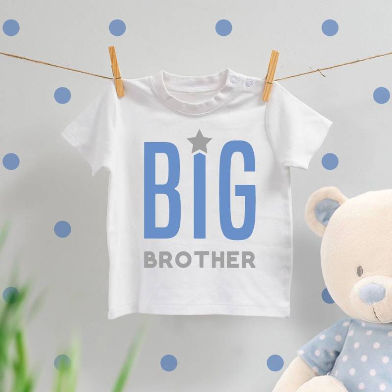 Kinder Big Brother Weiß Blauer Stern T-Shirt von PercyandNellStore