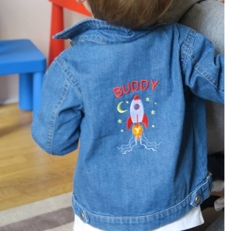Kinder Und Baby Personalisierte Name Rocket Jeansjacke von PercyandNellStore