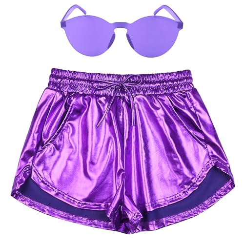 Perfashion Damen Metallic Shorts Sommer Sparkly Hot Outfit Glänzend Kurze Hose, Violett #05, S Perfashion Damen Metallic Shorts Sommer Sparkly Hot Outfit Glänzend Kurze Hose, Violett #05, S von Perfashion