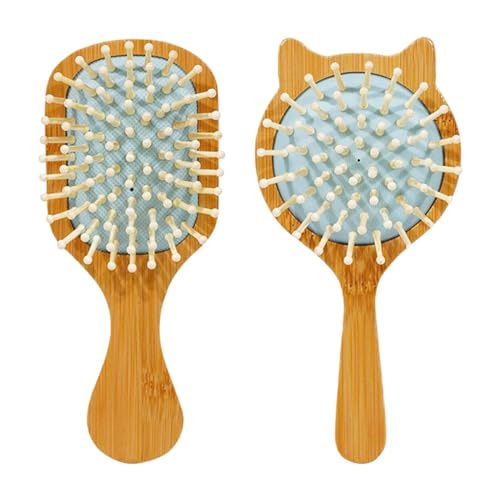 Perfeclan 2x Bambus-Haarbürsten-Set, Nasshaarbürste, Glättungs- und Entwirrungsbürste für dickes/dünnes/lockiges/trockenes Haar, Geschenk für Frauen von Perfeclan