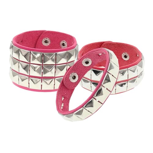Perfeclan 3X Armbänder PU Armreif für Erwachsene Männer Frauen Kosaken Kostüm Halloween, Rotrosa Perfeclan 3X Armbänder PU Armreif für Erwachsene Männer Frauen Kosaken Kostüm Halloween, Rotrosa von Perfeclan