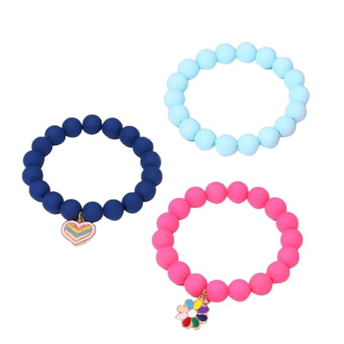 Perfeclan 3x Perlenarmbänder für Kinder, Schmuck, Perlenarmband, modisch, einzigartig, Mädchen-Charme-Armbänder, Spielzeug für Geburtstagsfeier, Rosa Blau von Perfeclan