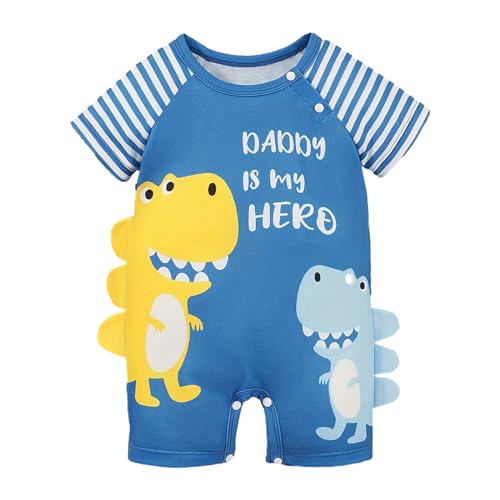 Perfeclan Baby Body, Baby-Strampler Mit Kurzen Ärmeln, Baby Bodysuit Jungen, Soft Neugeborenen-Body mit Aufdruck, Sommer Cartoon Bodys Kurzarm für Fotografie-Requisiten, Zuhause, 3 Bis 6 Monate von Perfeclan