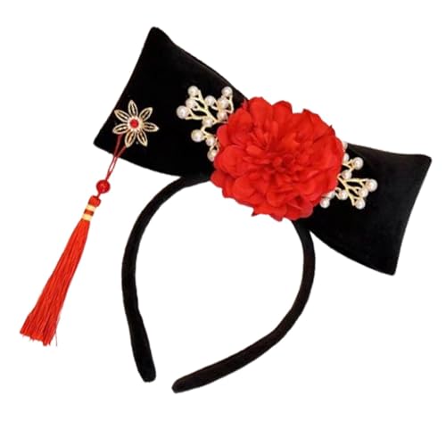 Perfeclan Chinesische Kopfbedeckung Qing Stirnband Kopftuch Kopfbedeckung Blume Haarreif Antikes Stirnband für Requisiten Kinder Frauen Mädchen Kinder, Stil H von Perfeclan