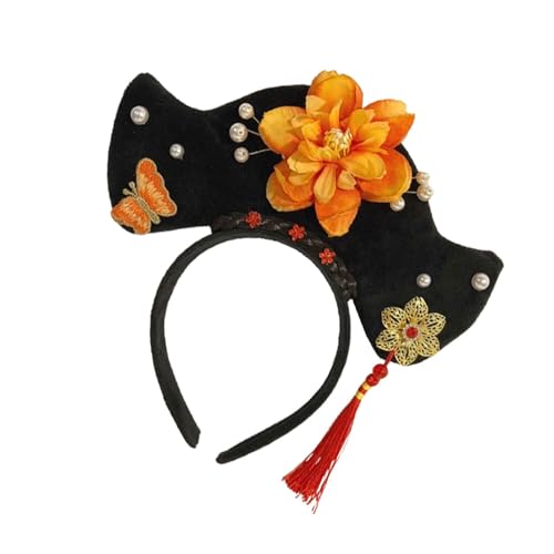 Perfeclan Chinesische Kopfbedeckung Qing Stirnband Kopftuch Kopfbedeckung Blume Haarreif Antikes Stirnband für Requisiten Kinder Frauen Mädchen Kinder, Stil c von Perfeclan