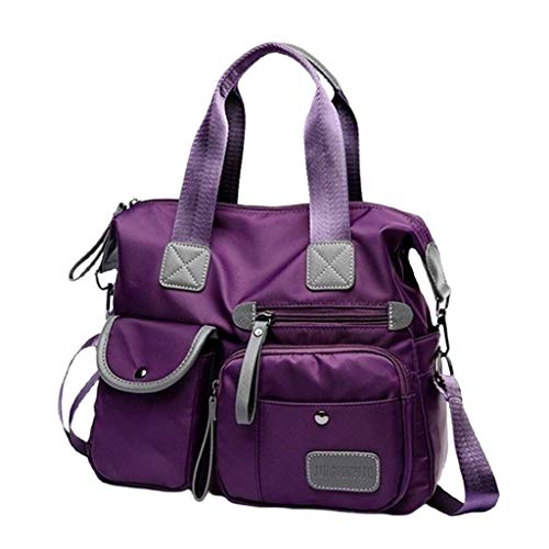 Perfeclan Damen Mehrzwecktasche Wasserdichte Oxford Material, Gewebe Umhängetasche, Umhängetasche, Handtasche, Tragetasche, Umwandelbarer Rucksack, Lila von Perfeclan