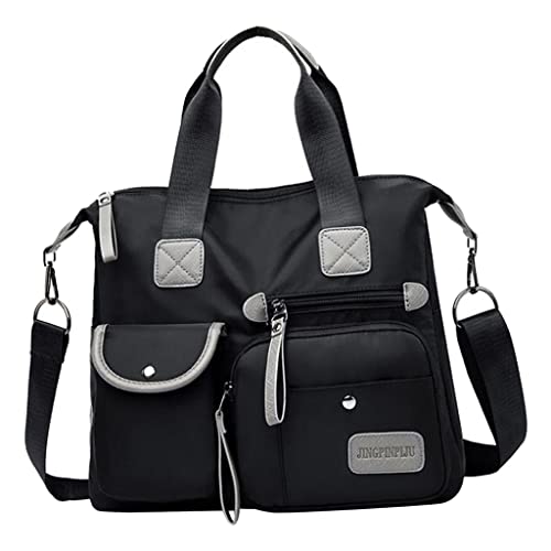 Perfeclan Damen Mehrzwecktasche Wasserdichte Oxford Material, Gewebe Umhängetasche, Umhängetasche, Handtasche, Tragetasche, Umwandelbarer Rucksack, Schwarz von Perfeclan