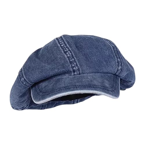 Perfeclan Denim Hut für Frauen 8 Panels Visor Zeitungsjunge für Einkaufsfahrten Fahren, Dunkelblau von Perfeclan