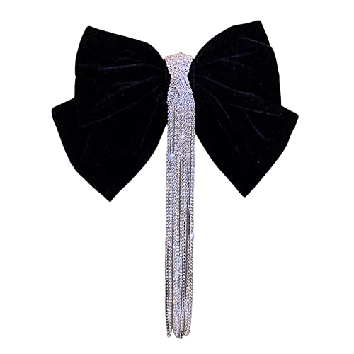 Perfeclan Elegante Schleife Quaste Haarspange Schmuck Kopfschmuck Schleife Glänzend Geschenk Pferdeschwanz Halter Mode Mädchen Haarnadel für den Valentinstag, Schwarz von Perfeclan