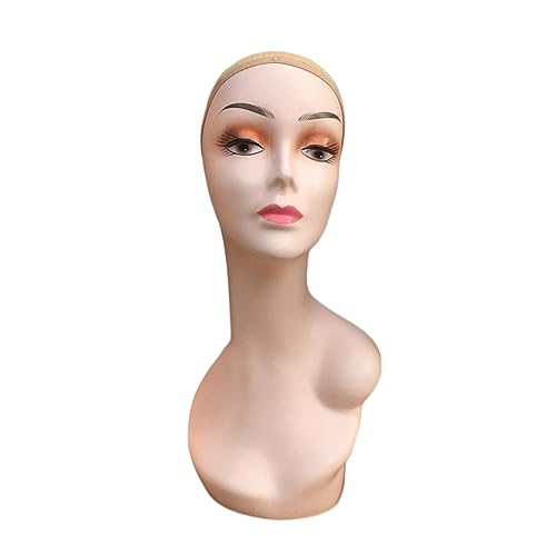 Perfeclan Frauen-Mannequin-Kopf, linke Schulter, Hüte, Display-Modell, 53 cm, Kopfumfang, weibliche Puppe für Perücken, Halsketten, Schmuck, Kopfbedeckungen, Stil a von Perfeclan