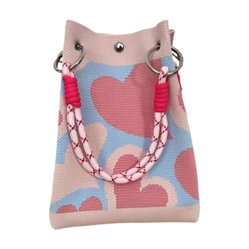 Perfeclan Gestrickte Handtasche Valentinstag Geschenk Waschbar Weiche Tragbare Tragetasche für Party Im Freien, Rosa von Perfeclan