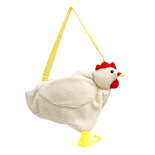 Perfeclan Handtasche Tote Schule Umhängetasche Flauschig Großer Plüschtasche Weiche Huhn Umhängetasche Geldbörse, Beige von Perfeclan