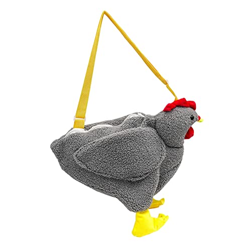 Perfeclan Handtasche Tote Schule Umhängetasche Flauschig Großer Plüschtasche Weiche Huhn Umhängetasche Geldbörse, grau von Perfeclan