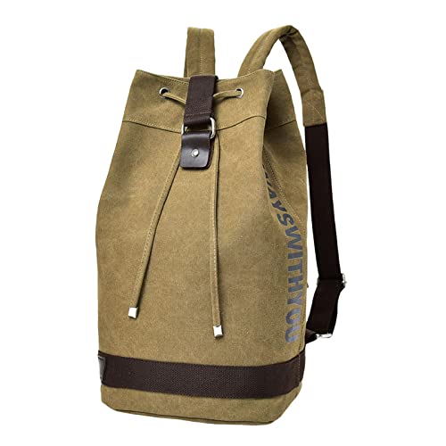 Perfeclan Herren-Rucksack aus Segeltuch, Seesack, große Kapazität für Fitnessstudio, Weekender, Unisex, Khaki L von Perfeclan