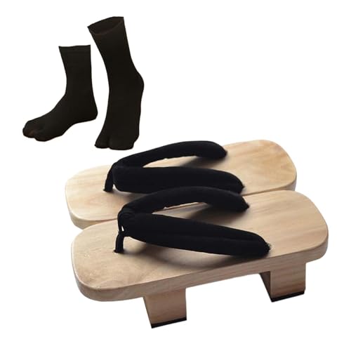 Perfeclan Japanische Holzclogs, traditionelle, lässige japanische Sandalen für die Reise, Größe 38 von Perfeclan