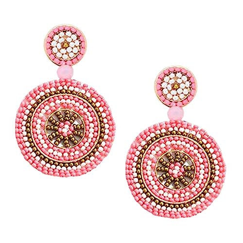 Perfeclan Perlen-Tropfen-Ohrringe, Perlen-Ohrhänger, rund, baumelnd, leicht, handgefertigt, Bohemia-Kreolen-Ohrring für Party, Geschenk, Sommer, Strand, Rosa Gold Perfeclan Perlen-Tropfen-Ohrringe, Perlen-Ohrhänger, rund, baumelnd, leicht, handgefertigt, Bohemia-Kreolen-Ohrring für Party, Geschenk, Sommer, Strand, Rosa Gold von Perfeclan