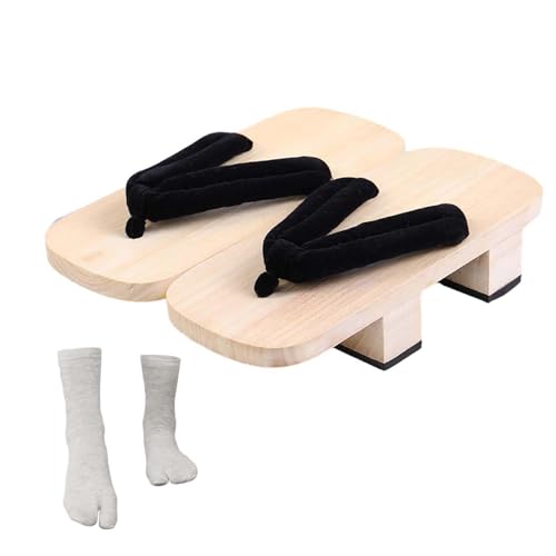 Perfeclan Sandalen, rutschfeste Schuhe für drinnen und draußen, tragbare japanische Holzclogs für unterwegs, 38 von Perfeclan