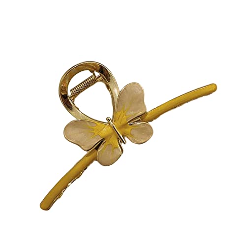 Perfeclan Schmetterling Haarkralle Clip Haarschmuck Haarnadeln rutschfeste große Dekore Pferdeschwanzhalter Haarspange Kopfbedeckung Haarspangen Mädchen für, GELB von Perfeclan