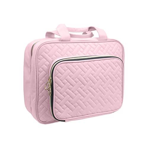 Perfeclan Tragbare Reisetasche Reise-Organizer mit Aufhängehaken PU-Behälter Duschtaschen Make-up-Tasche für Reise, Geschäft, Erwachsene, Mädchen, ROSA von Perfeclan