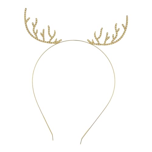 Perfeclan Weihnachten Strass Stirnbänder Weihnachtsgeweih Stirnband Haarschmuck Weihnachtsgeschenk Haarband für Dekoration Halloween, Golden von Perfeclan