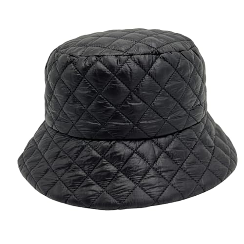 Perfeclan Winter Eimer Hut Becken Hut Gesteppte Kopfbedeckung Gefüllt Dicke Daunen Baumwolle Hut Kappe für Erwachsene Männer Frauen mädchen, Schwarz von Perfeclan