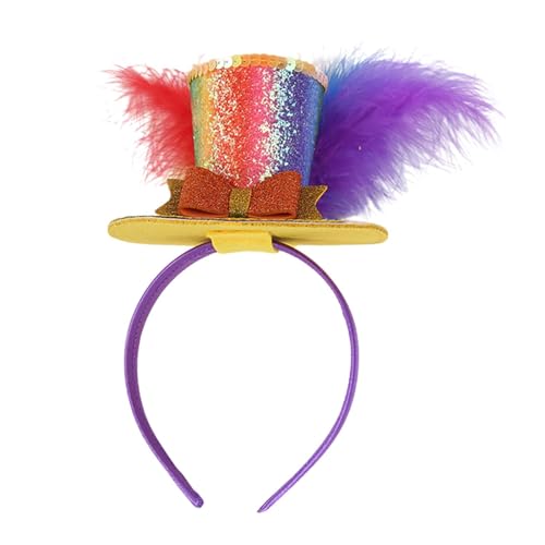Perfeclan Zylinderhut-Stirnband, Haarschmuck, glitzernd, hübscher Haarreifen, Party-Stirnband für Feiern, Festivals, Bühnenauftritte, lila von Perfeclan