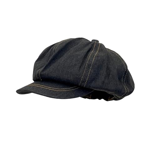 Perfeclan lässige Ballonmütze für Damen, Schirmmütze Kappe Barett Maler Mütz Bakerboy Schiebermütze Newsboy Cap Cabbie-Mütze, Elastischer Rückseite, mit Schirm Frühling-Sommer, Carbon-grau von Perfeclan