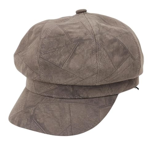 Perfeclan lässige Ballonmütze für Damen, Schirmmütze Kappe Barett Maler Mütz Bakerboy Schiebermütze Newsboy Cap Cabbie-Mütze, Elastischer Rückseite, mit Schirm Frühling-Sommer, Kaffee von Perfeclan