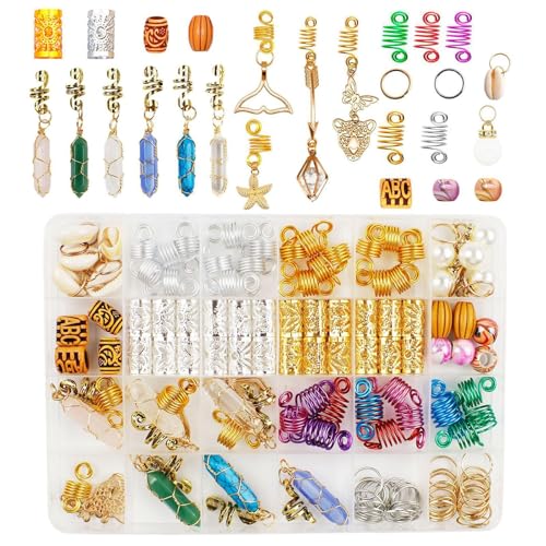 perfeclan 129 Stücke Dreadlock Haarschmuckzubehör flechten Ponytaildekoration Mode Haaranhänger DIY FÜR SCHWEISTELLE SHOWS Halloween von Perfeclan