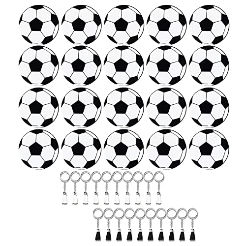 perfeclan 20 Stück Fußball-Schlüsselanhänger mit Schlüsselringen mit PU- Quasten Schlüsselhalter Acryl Fußball Anhänger für Frauen Unisex Männer Party von Perfeclan