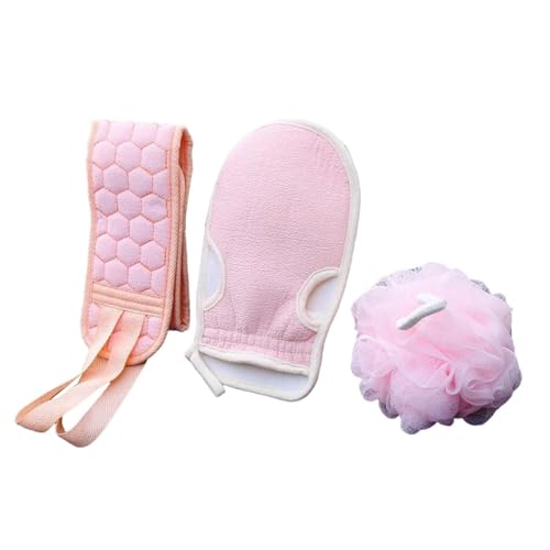 perfeclan 3-teiliges Körperpeeling-Handtücher, Waschhandschuhe, SPA-Werkzeug, Hautpflege-Werkzeug-Set, Bade-/Duschhandschuhe, Handschuhe, Dusche für das, Rosa von Perfeclan
