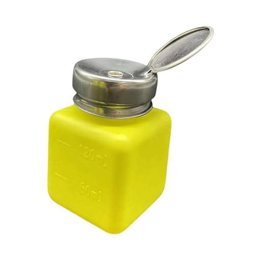 perfeclan Alkoholspender zum Herunterdrücken, Pumpflasche, Methanolbehälter, nachfüllbar, für den persönlichen Salon, Make-up-Entferner, Nagellack, Gelb, 120 Ml von Perfeclan