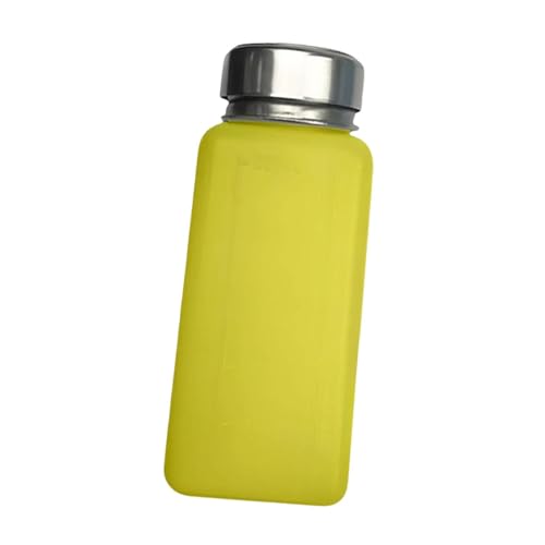 perfeclan Alkoholspender zum Herunterdrücken, Pumpflasche, Methanolbehälter, nachfüllbar, für den persönlichen Salon, Make-up-Entferner, Nagellack, Gelb, 250 Ml von Perfeclan