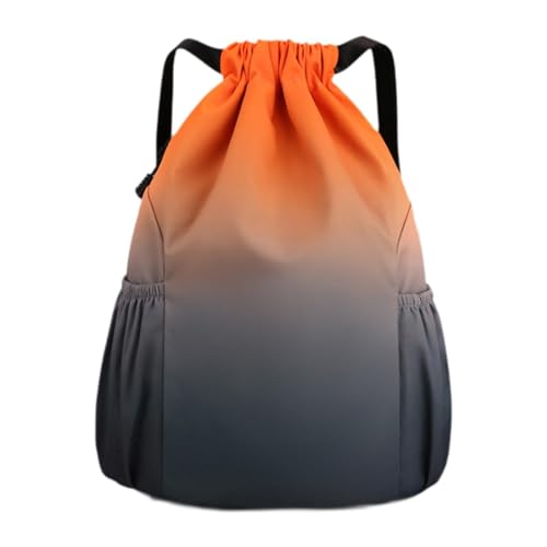 perfeclan Basketball-Aufbewahrungstasche mit Kordelzug, tragbar, große Kapazität, zusammenklappbar, für Sport, Sporttasche für Rugbybälle, Orangegrau von Perfeclan