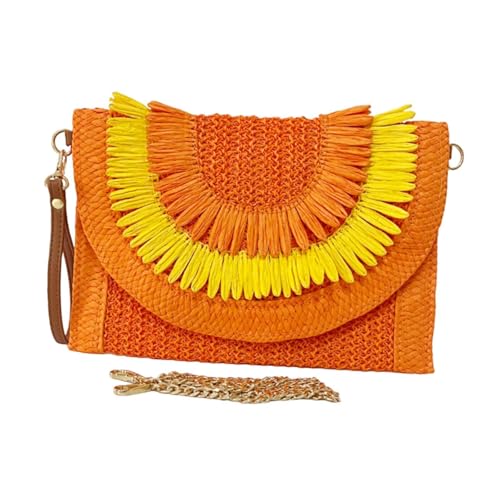 perfeclan Böhmische handgemachte gewebte Umschlagtasche, Elegante Clutch für den Urlaub, Orange perfeclan Böhmische handgemachte gewebte Umschlagtasche, Elegante Clutch für den Urlaub, Orange von Perfeclan