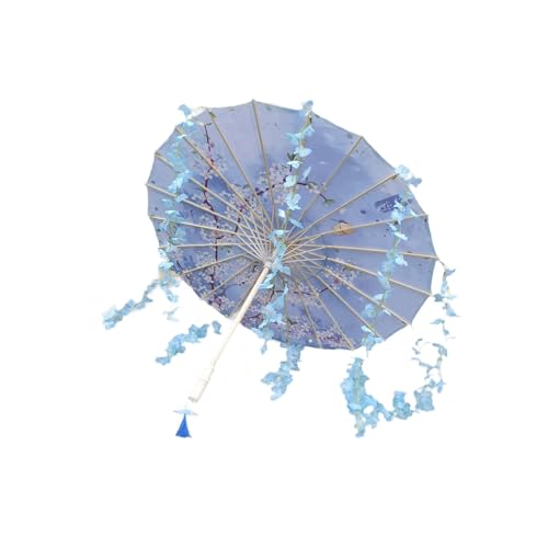 perfeclan Chinesischer japanischer Regenschirm aus geöltem Papier, handgefertigt, 81,3 cm, klassischer Tanzschirm, Blau perfeclan Chinesischer japanischer Regenschirm aus geöltem Papier, handgefertigt, 81,3 cm, klassischer Tanzschirm, Blau von Perfeclan