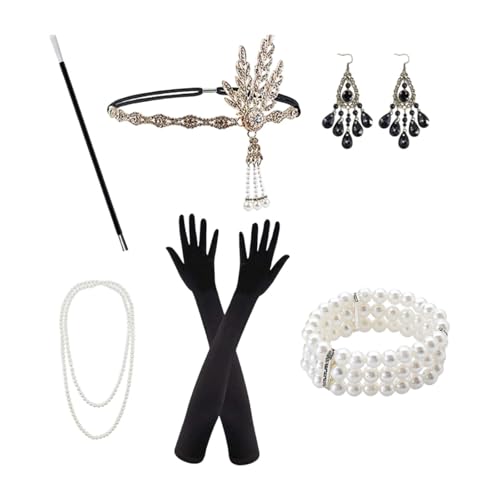 perfeclan Damen-Accessoires-Set im Stil der 1920er-Jahre mit Stirnband, Dekoration, Schmuck, Kopfschmuck für Party, Style C von Perfeclan