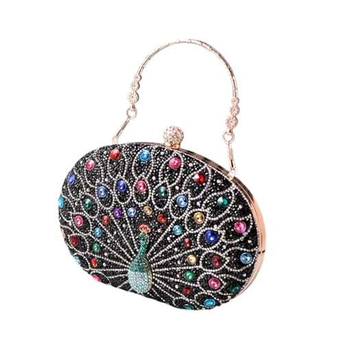 perfeclan Decreeed Evening Taschen Peacock Handtasche für Frauen für Reisereisen, Schwarz von Perfeclan