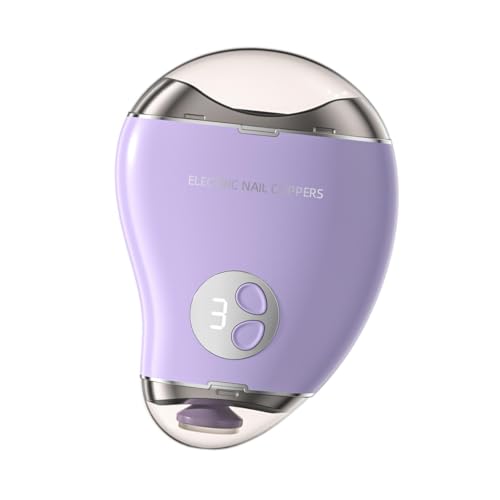 perfeclan Elektrisches automatisches Nagelpflegewerkzeug, Nagelreste-Aufbewahrung, 3 Geschwindigkeiten, tragbare elektrische Nagelfeile für Frauen, Männer, Lila von Perfeclan
