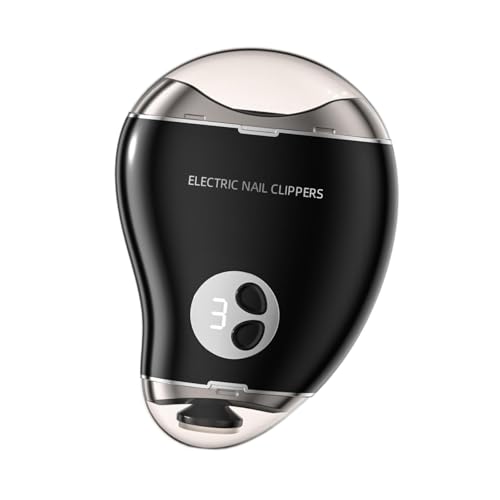 perfeclan Elektrisches automatisches Nagelpflegewerkzeug, Nagelreste-Aufbewahrung, 3 Geschwindigkeiten, tragbare elektrische Nagelfeile für Frauen, Männer, Schwarz von Perfeclan