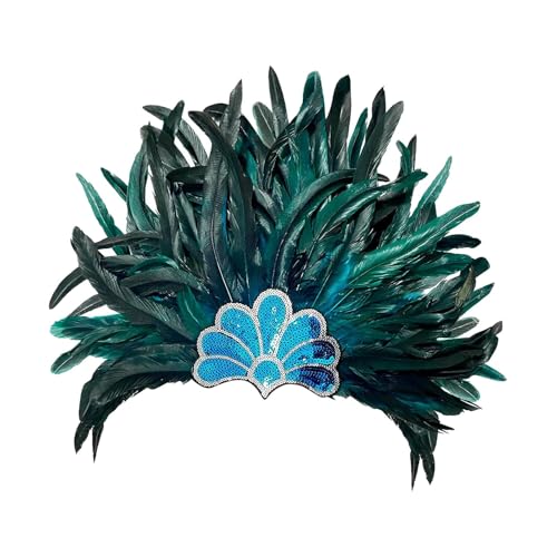 perfeclan Feder Kopfschmuck Kostüm Satin Stirnband für Show Party Tanz Festival, Cyan von Perfeclan